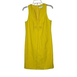 Trina Turk Canary Yellow Textured Sheath Dress Size 0 – Chic & Vibrant